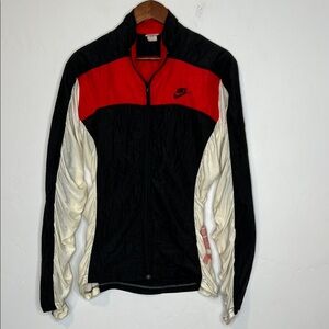 Vintage Nike Cycling Packable Windbreaker Jacket Black Red Size Medium